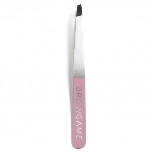 BROWGAME ORIGINAL TWEEZER SLANTED PINK antakių pincetas su pasvirusiais galais (rožinės spalvos)