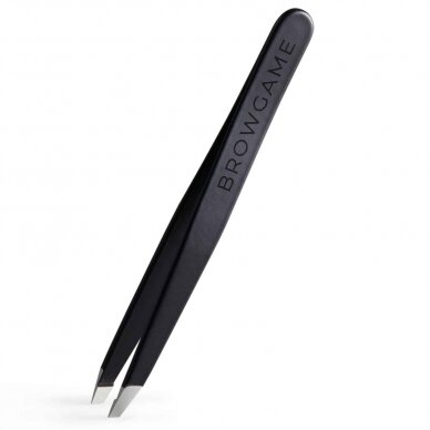 BROWGAME ORIGINAL TWEEZER SLANTED BLACKOUT Пинцет для бровей со скошенными концами (черный) 2