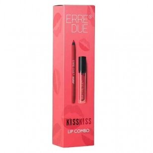 ERRE DUE KISS KISS LIP COMBO Vinyl Lip Lacquer 313 & Silky Premium Lip Definer 526 lūpų makiažo priemonių rinkinys