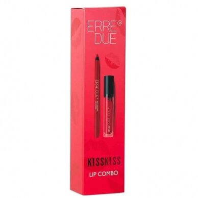 ERRE DUE KISS KISS LIP COMBO Vinyl Lip Lacquer 316 & Silky Premium Lip Definer 525 lūpų makiažo priemonių rinkinys