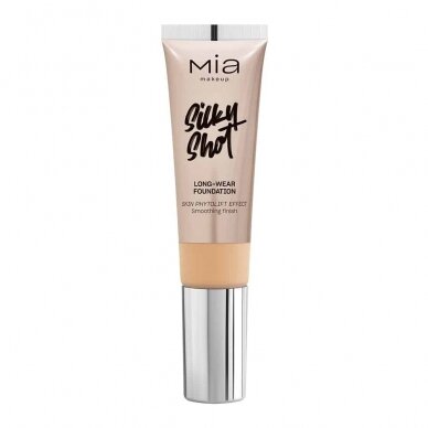 MIA MAKEUP SILKY SHOT FOUNDATION 08WP ilgai išliekantis makiažo pagrindas, 30 ml 1