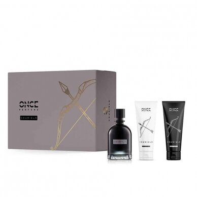 ONCE COURIELD EDP kvepalų rinkinys vyrams, 100ml + ONCE dušo gelis 100ml + ONCE kūno pienelis 100ml