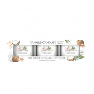 Yankee Candle Filled Votive Coconut Beach žvakių rinkinys 3x37 g