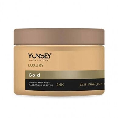 YUNSEY LUXURY MASK 24K GOLD KERATINE kaukė su 24k auksu ir keratinu, 500 ml